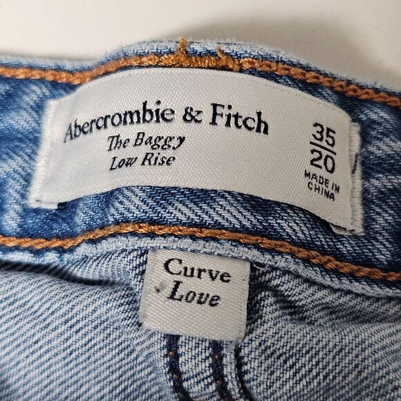 Abercrombie & Fitch Baggy Low Rise Denim Short Women 35/20 Distressed Frayed Hem - Picture 6 of 13